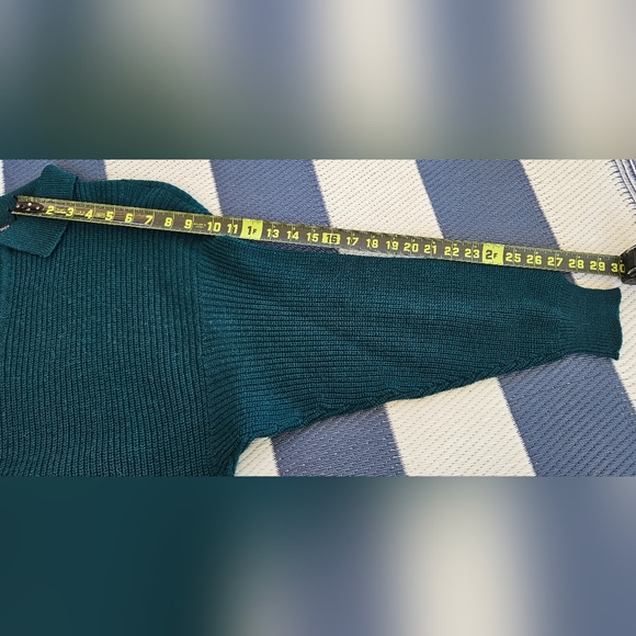 Eileen Fisher 100% Wool Knitted Sweater. Deep Green Size MEDIUM. Collared/button - Picture 11 of 13